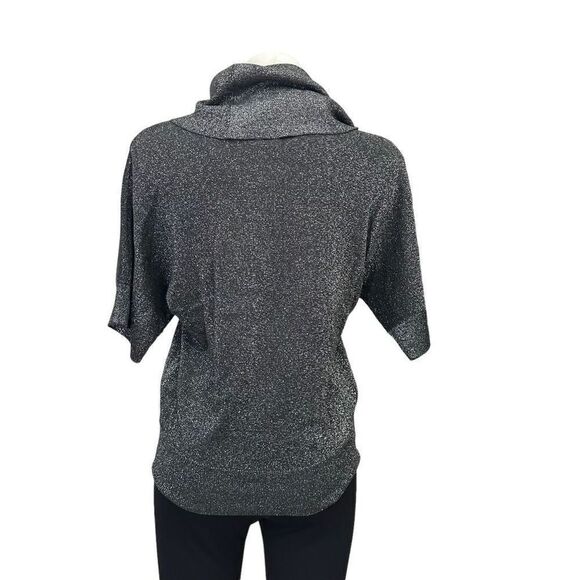 Michael Kors Cowl Neck Knit Gray Sparkling Short Sleeve Blouse sz Small - Picture 4 of 9